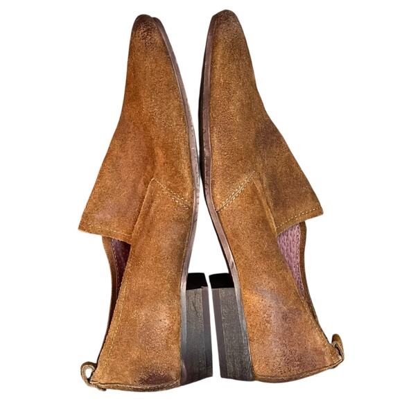 Seychelles Skein Loafer Shoes Women 9 Cognac Brown Nubuck Leather Modern Classic - Picture 7 of 14